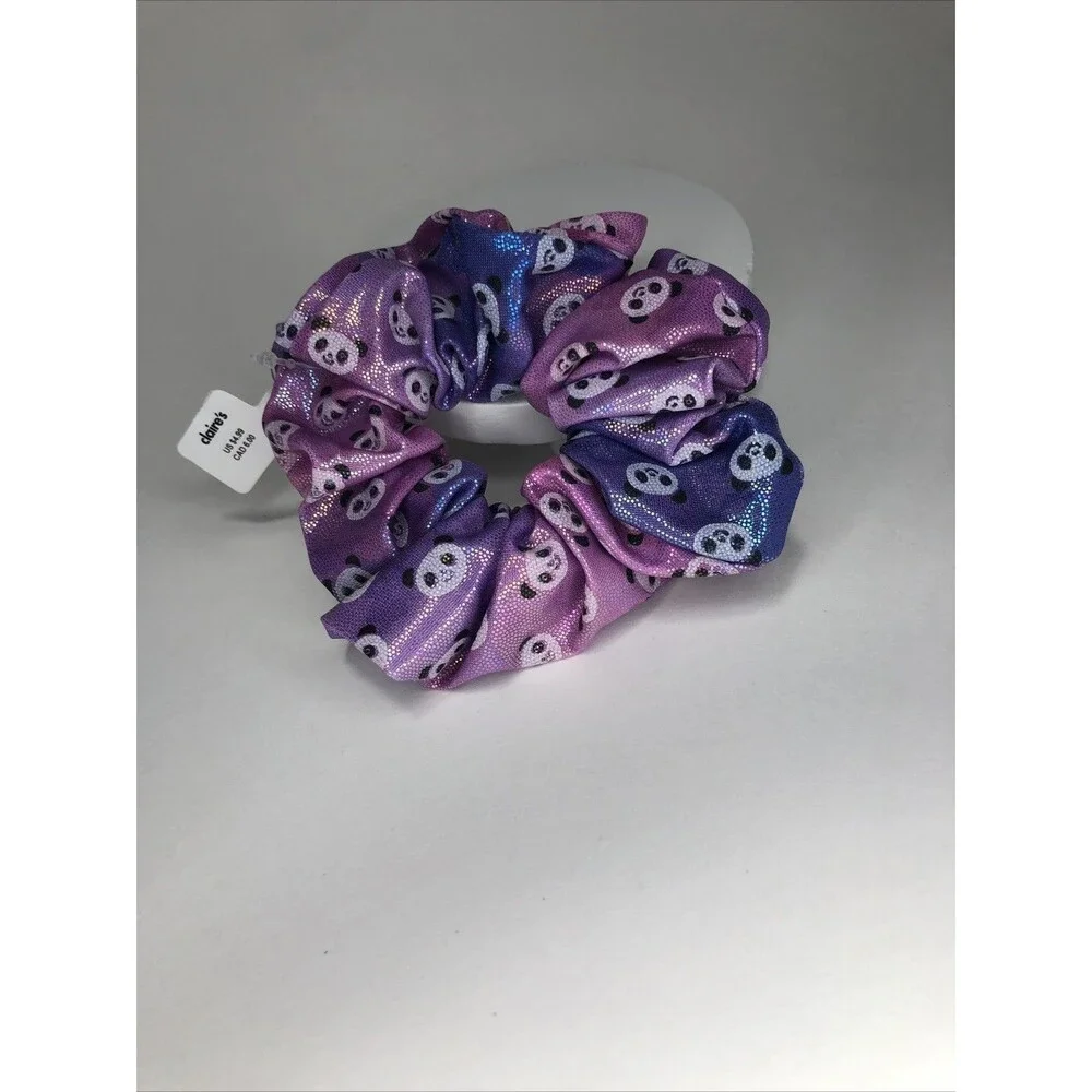 Hair Accessories. Pink And Purple With Pandas Scrunchie